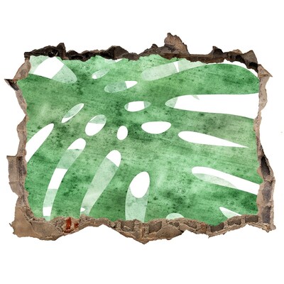 Adesivo buco nel muro Foglia verde in un muro danneggiato