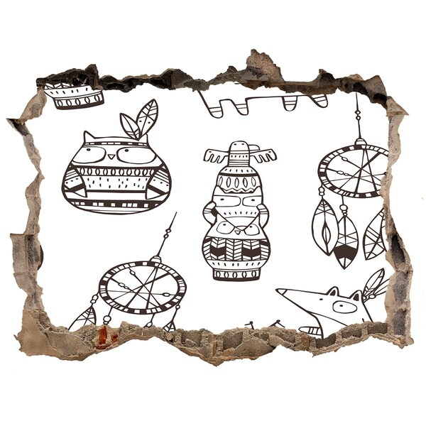 Finto buco nel muro 3D Motivi etnici sullo sfondo della parete