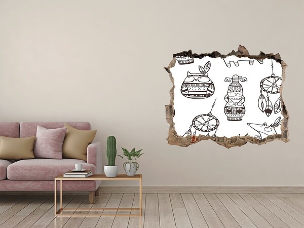Finto buco nel muro 3D Motivi etnici sullo sfondo della parete