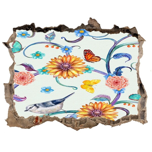 Adesivo buco nel muro Un paradiso di fiori dietro la buca