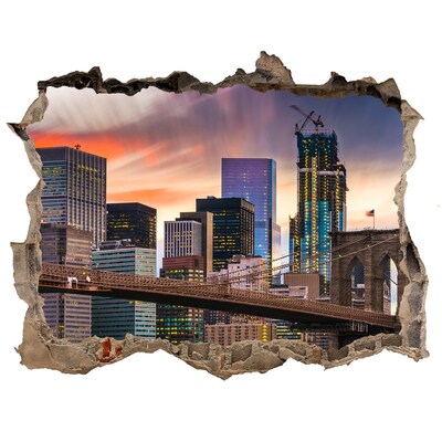 Finto buco nel muro 3D Ponte di Brooklyn a New York