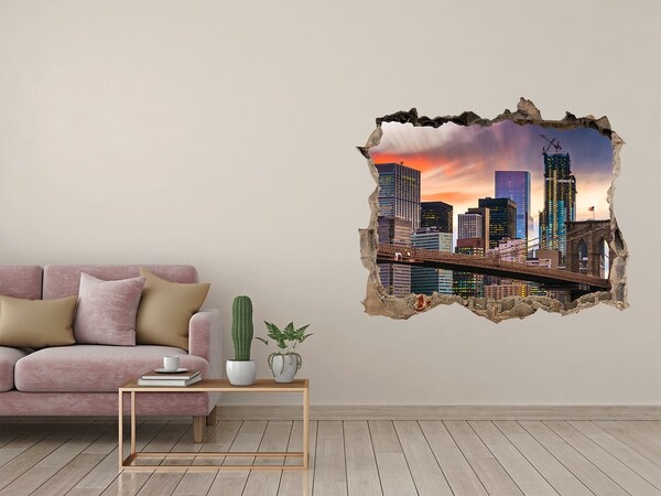 Finto buco nel muro 3D Ponte di Brooklyn a New York