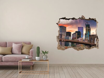 Finto buco nel muro 3D Ponte di Brooklyn a New York