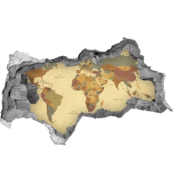 Adesivo buco nel muro Mappa dell'Africa in stile retrò