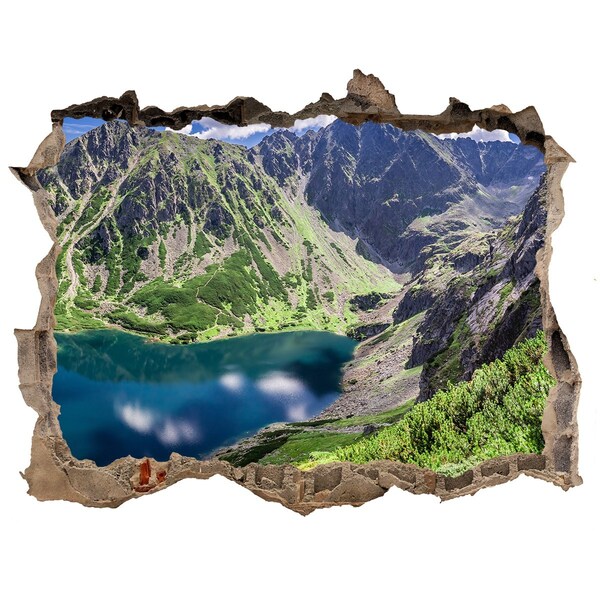 Finto buco nel muro 3D Valle di montagna con lago