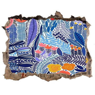 Adesivo buco nel muro Giardino tropicale nascosto nel muro