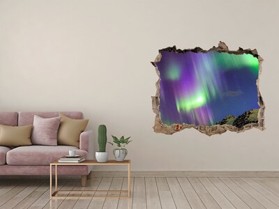 Adesivo buco nel muro Aurora boreale sulle montagne