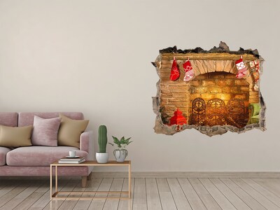 Sticker buco nel muro Un camino dall'atmosfera natalizia