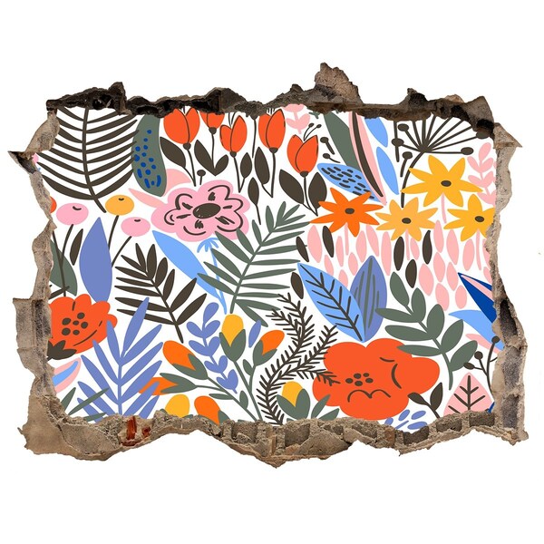 Sticker buco nel muro Murale floreale attraverso un buco nel muro