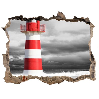 Finto buco nel muro 3D Un faro in un ambiente tempestoso
