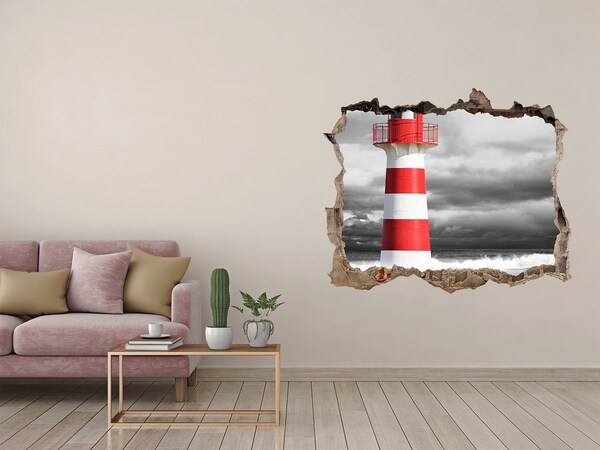 Finto buco nel muro 3D Un faro in un ambiente tempestoso