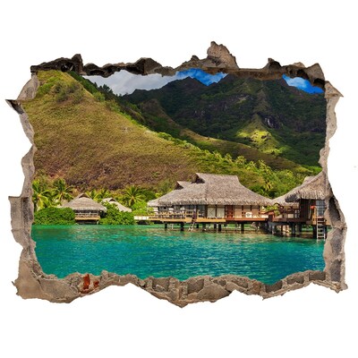 Finto buco nel muro 3D Un'oasi tropicale tra le montagne