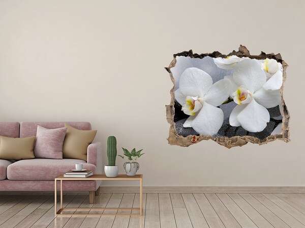 Finto buco nel muro 3D Orchidee nel cemento