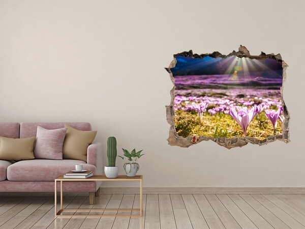 Finto buco nel muro 3D Un campo di fiori sotto il sole