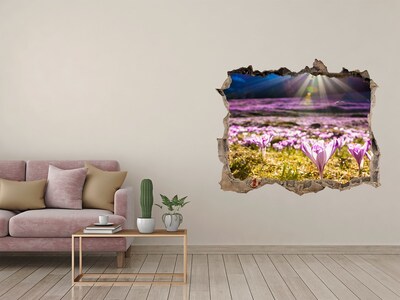Finto buco nel muro 3D Un campo di fiori sotto il sole