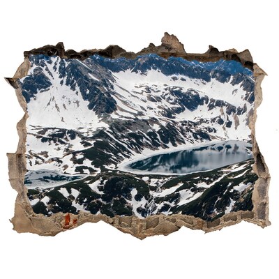 Finto buco nel muro 3D Lago di montagna nelle Alpi