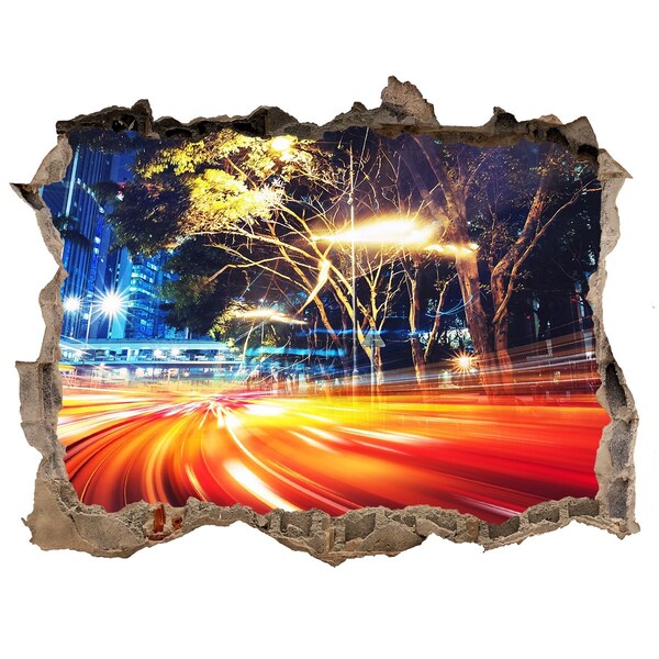 Sticker buco nel muro Una città in movimento di notte