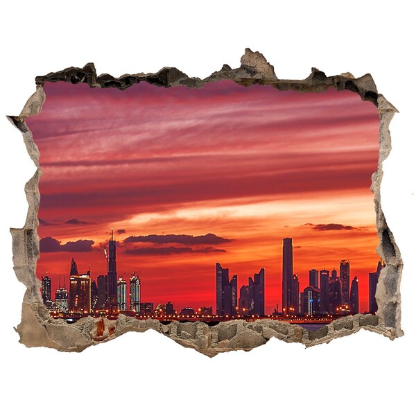 Adesivo buco nel muro Tramonto su Dubai