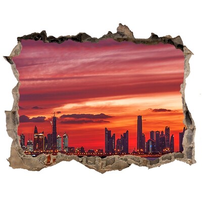 Adesivo buco nel muro Tramonto su Dubai