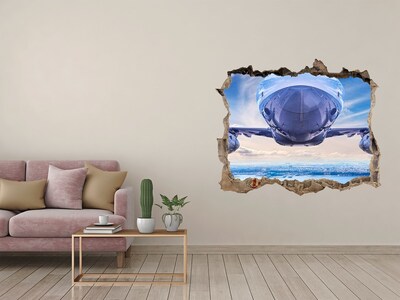 Finto buco nel muro 3D Un aereo sopra la città