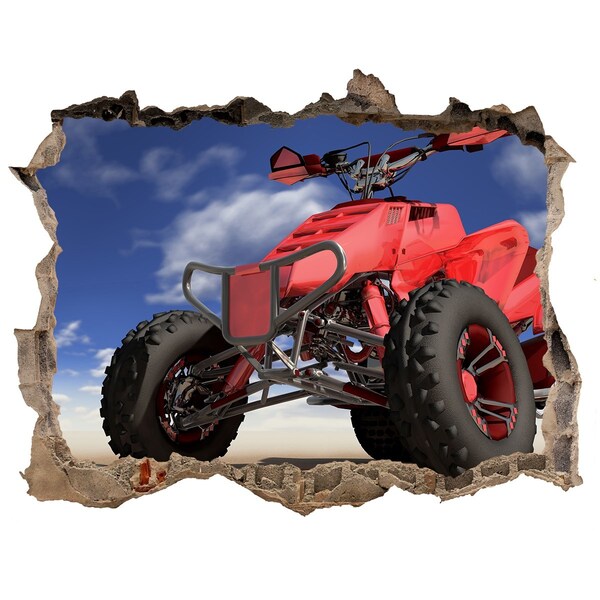 Adesivo buco nel muro Quad rosso in un paesaggio desertico