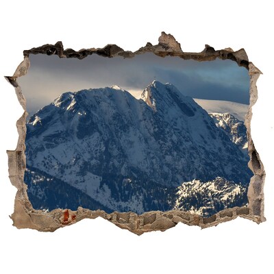 Finto buco nel muro 3D Montagne in un paesaggio invernale