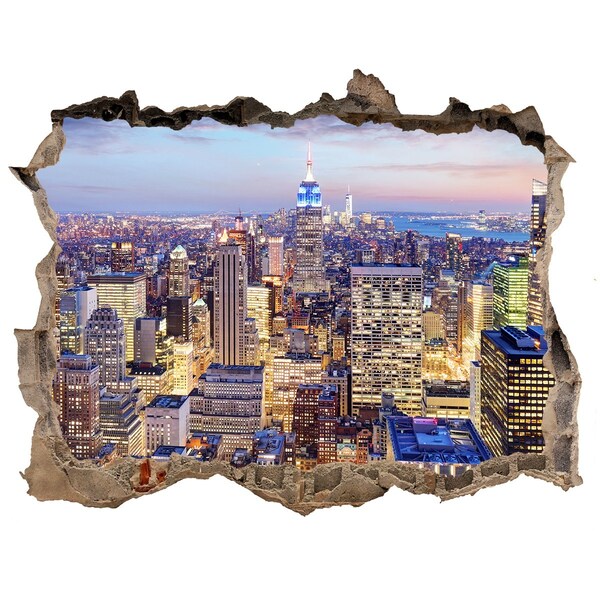 Sticker buco nel muro Lo skyline di New York di notte