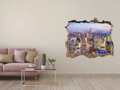 Sticker buco nel muro Lo skyline di New York di notte