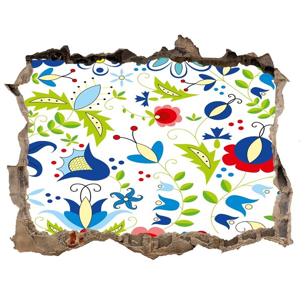 Finto buco nel muro 3D Motivo floreale su sfondo di cemento