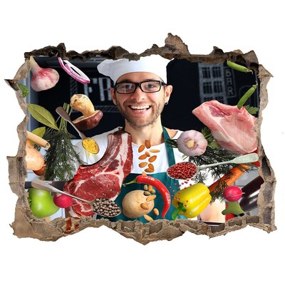 Finto buco nel muro 3D Follia in cucina