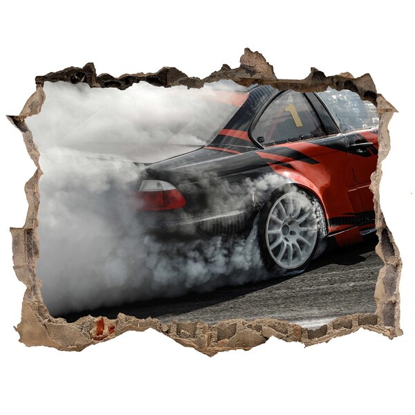 Finto buco nel muro 3D Auto da corsa in azione