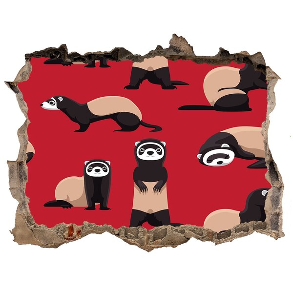 Finto buco nel muro 3D Furetti stravaganti in un buco nel muro