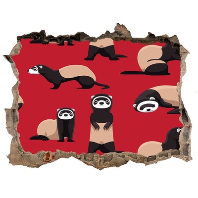 Finto buco nel muro 3D Furetti stravaganti in un buco nel muro