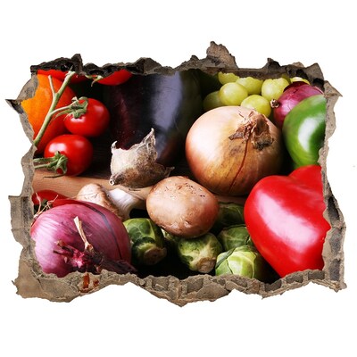 Adesivo buco nel muro Frutta e verdura in un buco nel muro