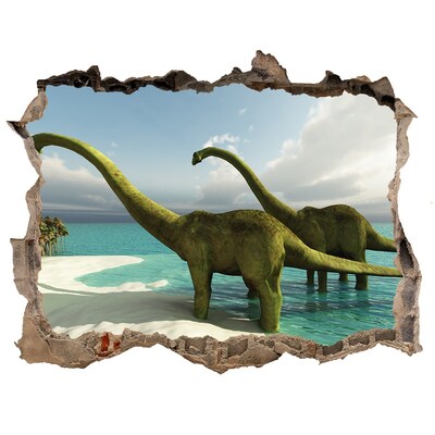 Finto buco nel muro 3D Dinosauri in riva al mare
