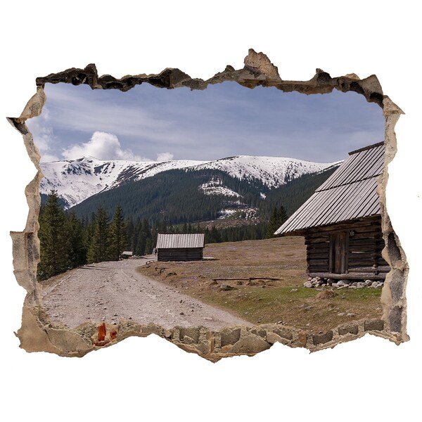 Sticker buco nel muro Paesaggio montano con capanne