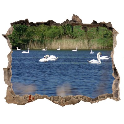 Sticker buco nel muro Lago con i cigni