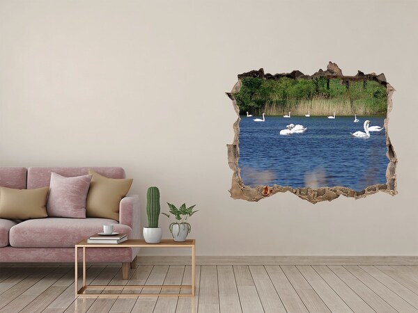 Sticker buco nel muro Lago con i cigni