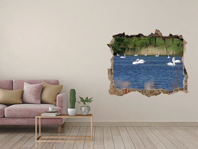 Sticker buco nel muro Lago con i cigni