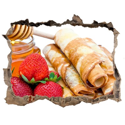 Finto buco nel muro 3D Deliziose frittelle con fragole