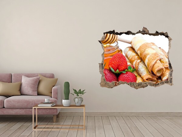 Finto buco nel muro 3D Deliziose frittelle con fragole