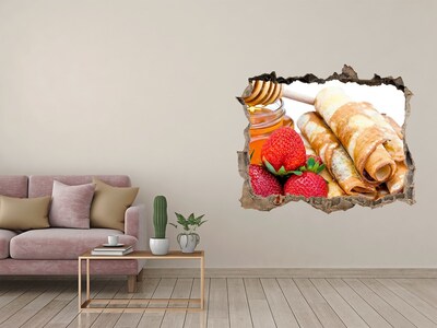 Finto buco nel muro 3D Deliziose frittelle con fragole