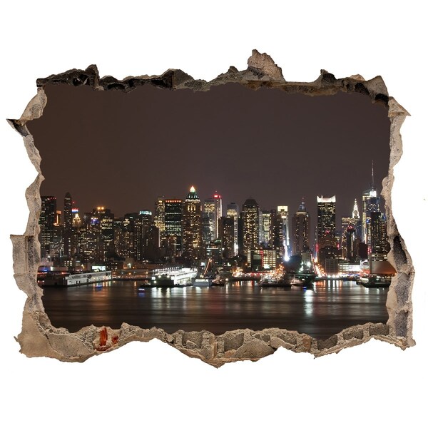 Finto buco nel muro 3D Lo skyline di New York di notte