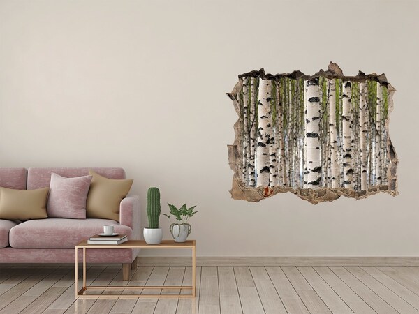 Sticker buco nel muro Bosco di betulle dietro il muro