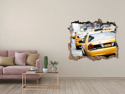 Finto buco nel muro 3D Taxi di New York in azione