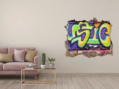 Finto buco nel muro 3D Graffiti su un muro danneggiato