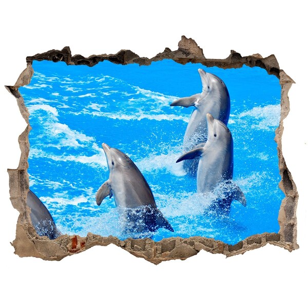 Sticker buco nel muro Delfini che saltano nell'oceano