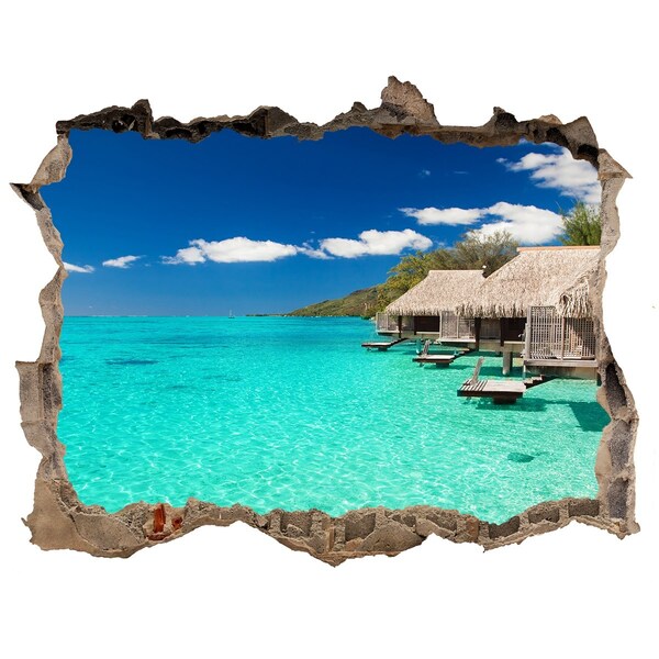 Finto buco nel muro 3D Laguna paradisiaca tra i bungalow