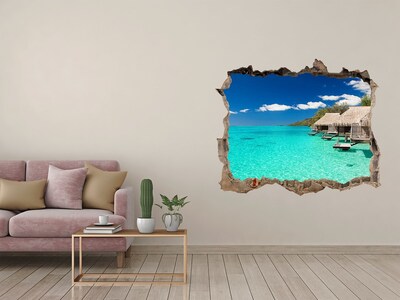 Finto buco nel muro 3D Laguna paradisiaca tra i bungalow