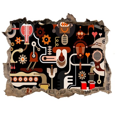 Finto buco nel muro 3D Il mondo futuristico dei robot